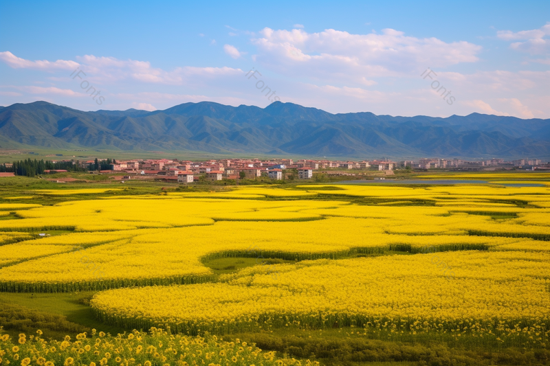 油菜花黄色农田山川白云自然景观实拍摄影图,高清,摄影图,摄影图片,图片大全,摄影图免费下载